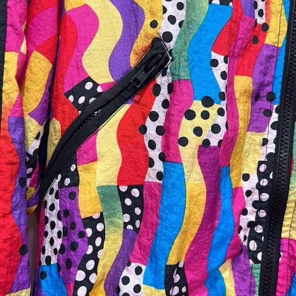 Vintage 80-90 hot dogger windbreaker zip light weight multi color print jacket - Picture 4 of 6